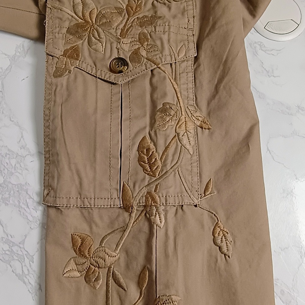 Liz Claiborne Cargo Embroidered Floral Khaki  Pants‎ Drawstring Waist Women's 6 - Picture 9 of 15